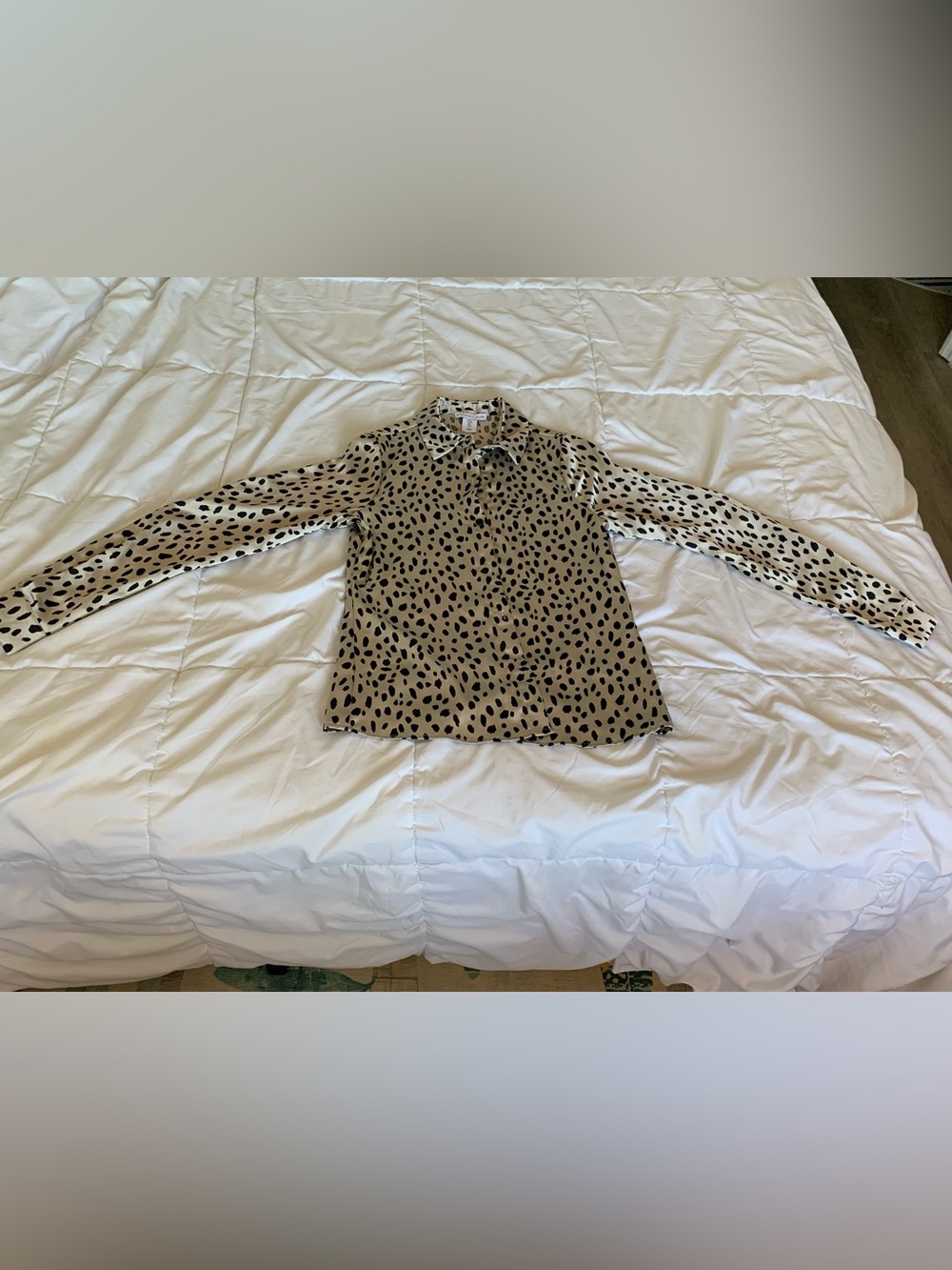 Sincerely Jules Beige Animal-Print Button-Down Blouse Size Small